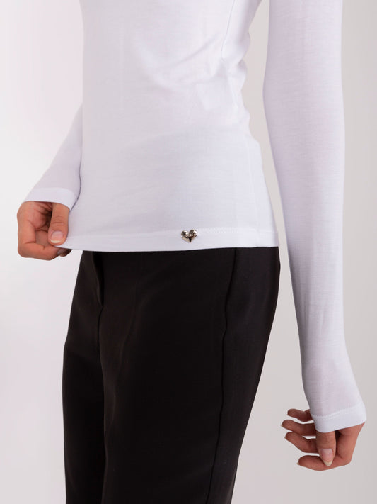 Biała bluzka longsleeve z wiskozy BASIC FEEL GOOD