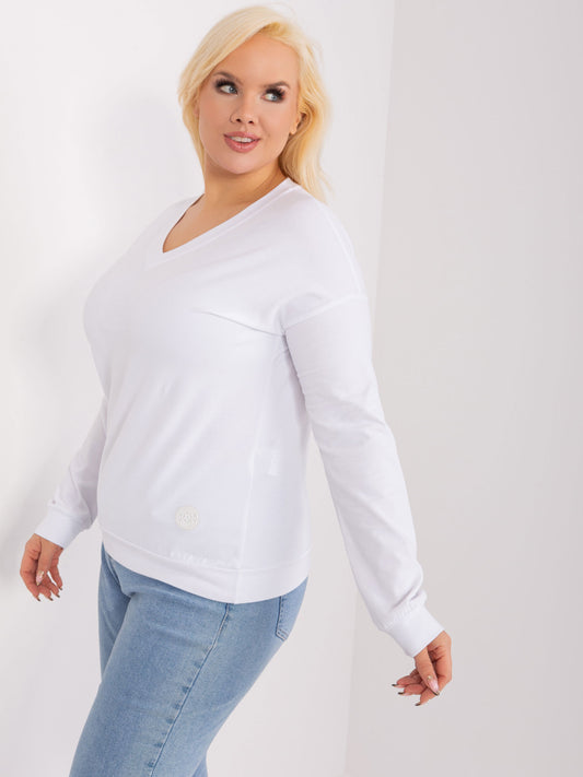Biała damska bluzka plus size z naszywką