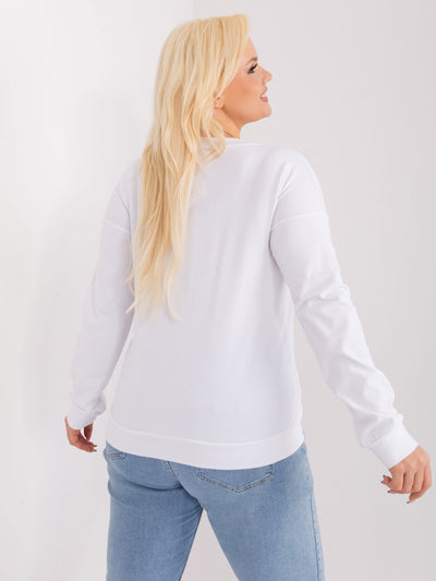 Biała damska bluzka plus size z naszywką