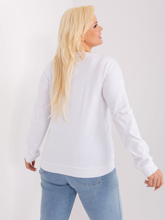Biała damska bluzka plus size z naszywką
