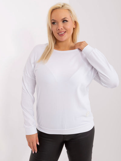 Biała bluzka plus size z okrągłym dekoltem