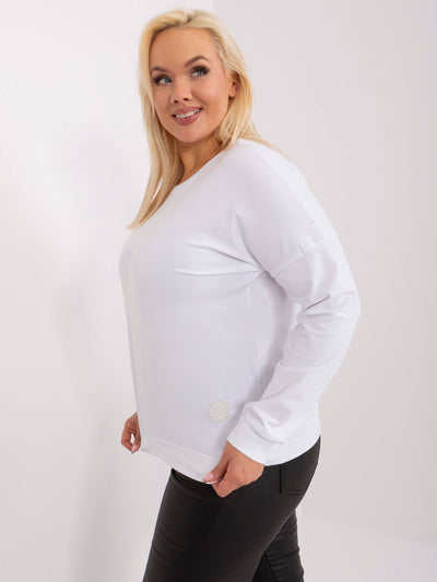 Biała bluzka plus size z okrągłym dekoltem