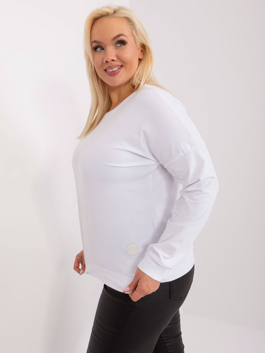 Biała bluzka plus size z okrągłym dekoltem