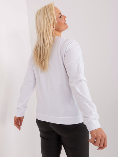 Biała bluzka plus size z okrągłym dekoltem