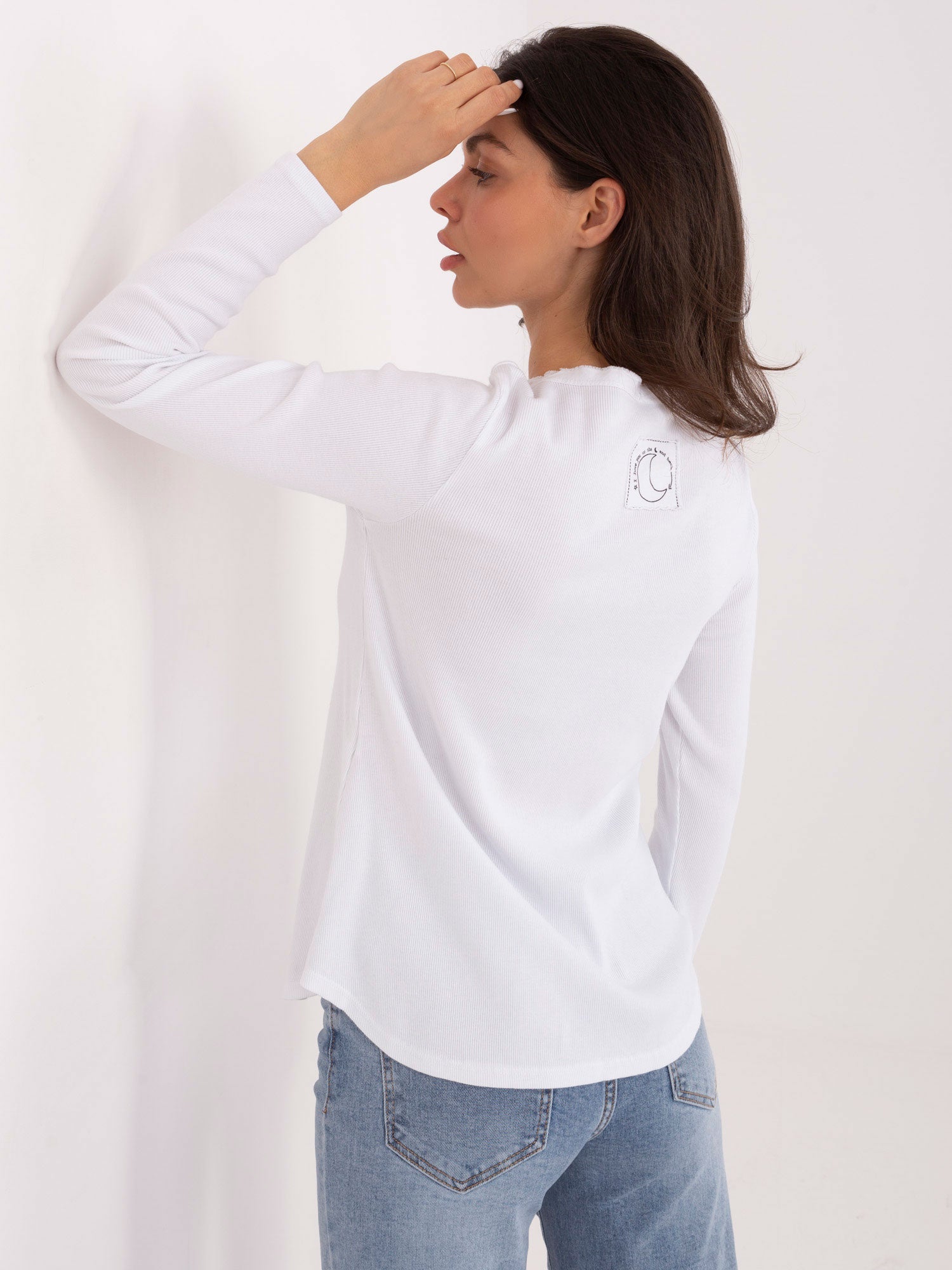 Biała damska bluzka longsleeve w prążek