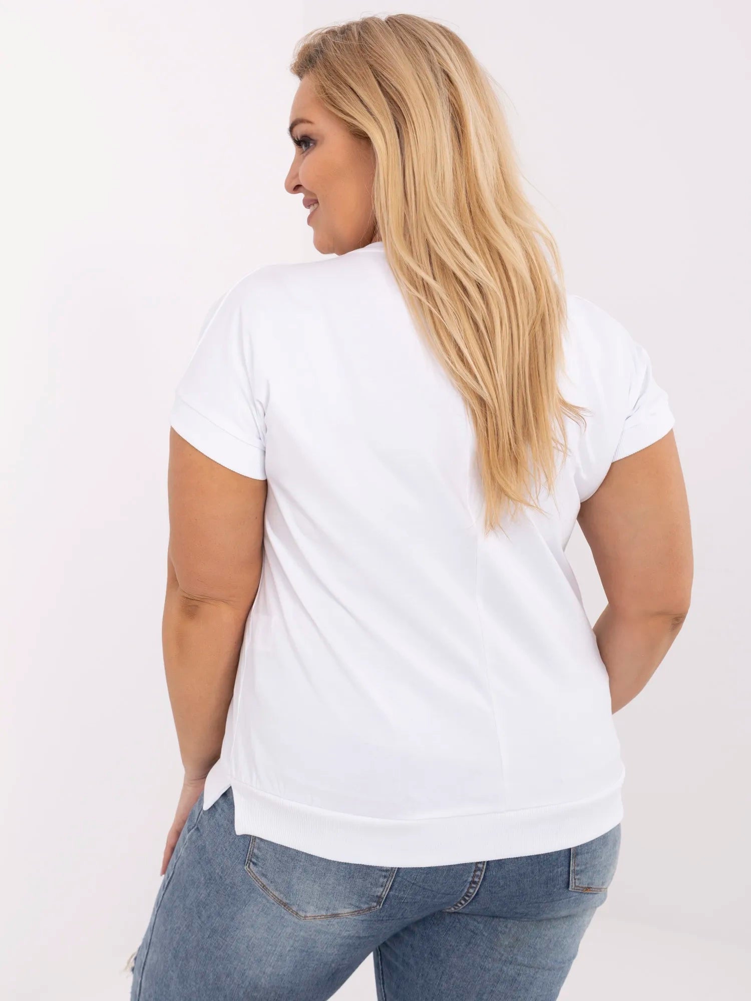 Biała damska bluzka plus size z bawełny