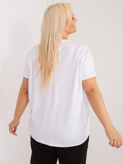 Biała casualowa bluzka plus size z bawełny
