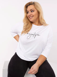 Biała damska bluzka plus size z aplikacjami