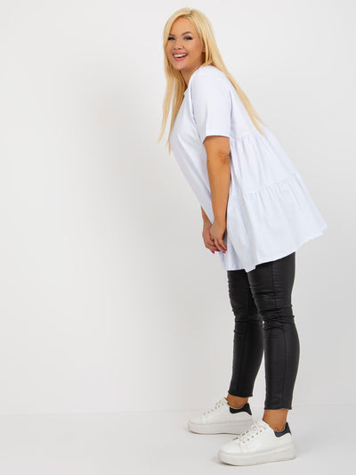 Biała długa bluzka plus size basic z bawełny