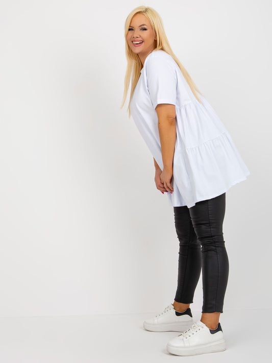 Biała długa bluzka plus size basic z bawełny