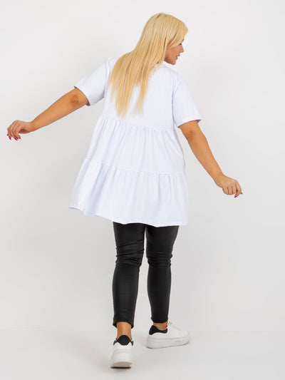 Biała długa bluzka plus size basic z bawełny