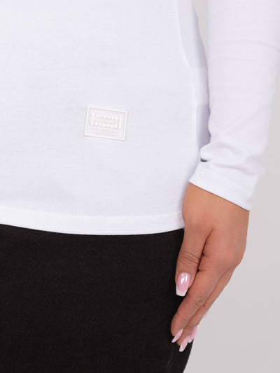 Biała gładka bluzka plus size z długim rękawem