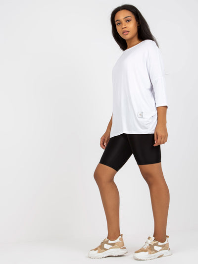 Biała gładka bluzka plus size z rękawem 3/4
