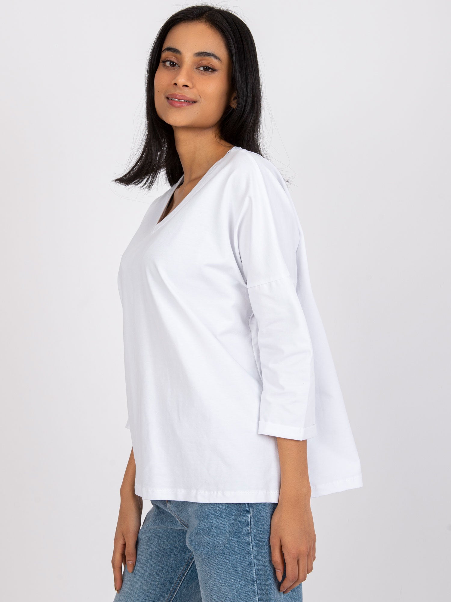 RUE PARIS Biała bluzka damska oversize