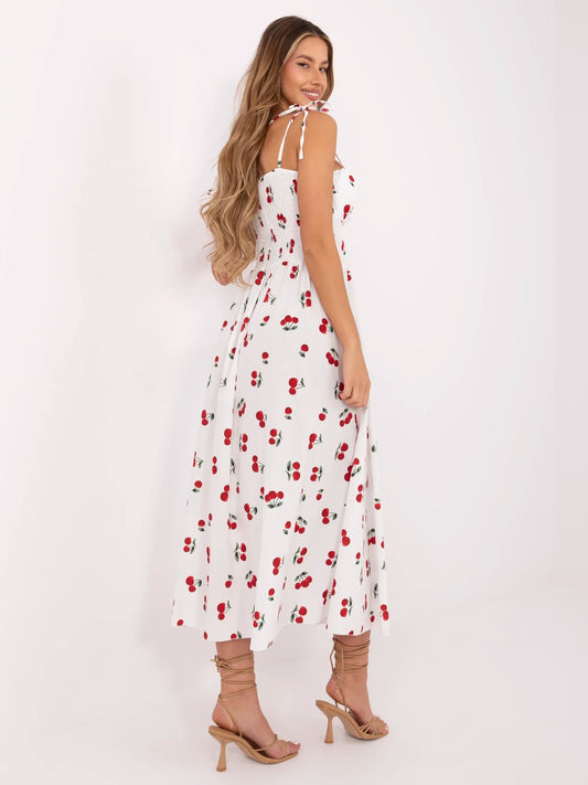 Biała letnia sukienka z gorsetową talią