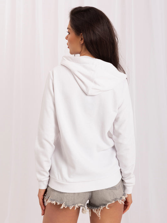 Biała rozpinana bluza basic z kieszeniami