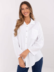 Biała damska koszula oversize z muślinu
