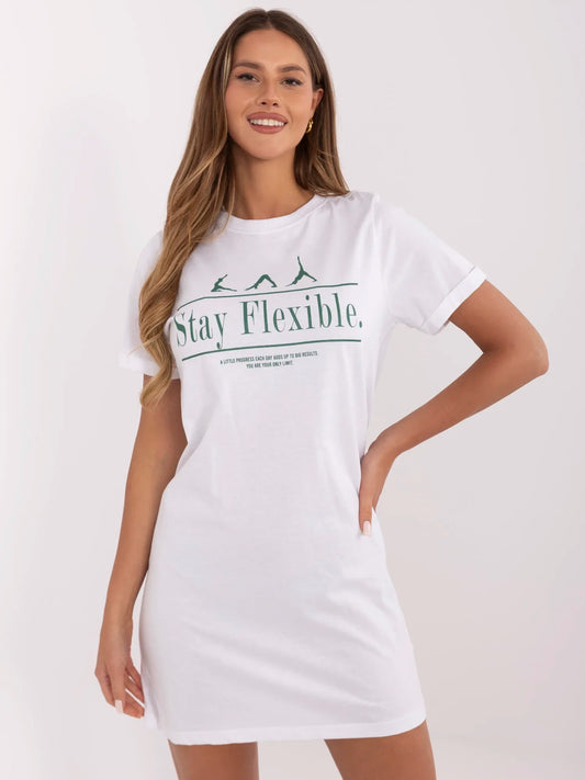 SUBLEVEL Biała t-shirtowa sukienka z bawełny