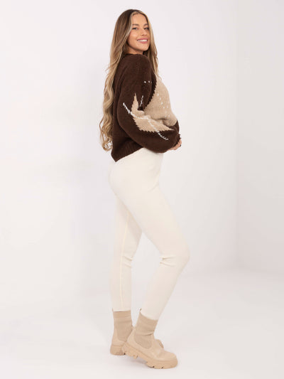 STITCH & SOUL Białe prążkowane legginsy z wiskozą