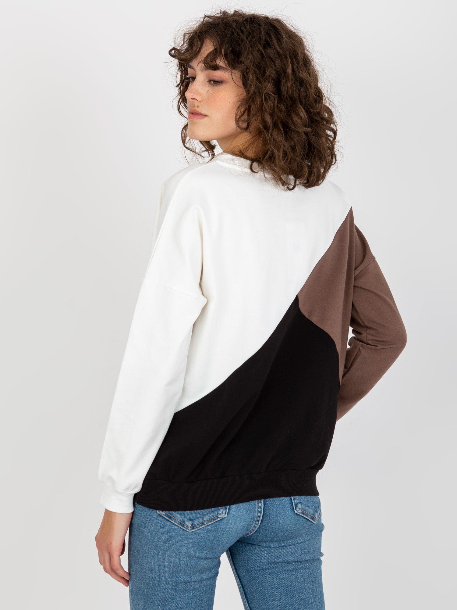 Biało-czarna bawełniana bluza basic bez kaptura
