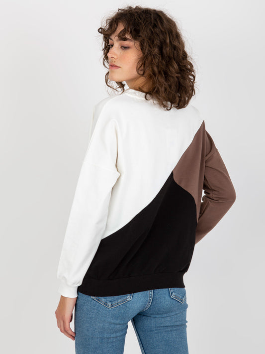 Biało-czarna bawełniana bluza basic bez kaptura
