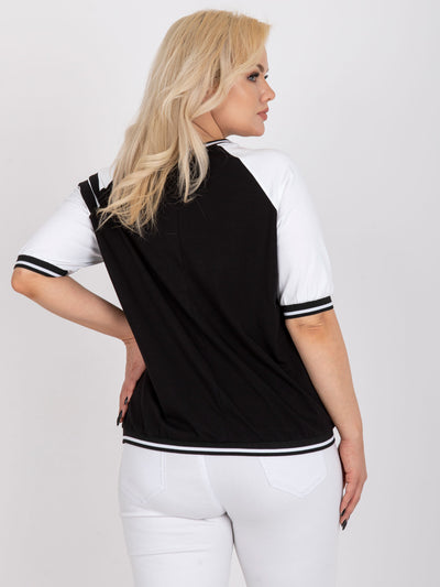 Biało-czarna casualowa bluzka plus size z bawełny