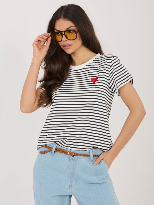 Biało-czarny  damski t-shirt w paski