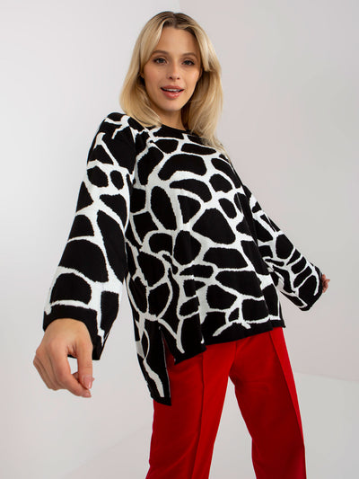 Biało-czarny wzorzysty sweter oversize