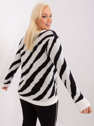 Biało-czarny casualowy plus size ze ściągaczami