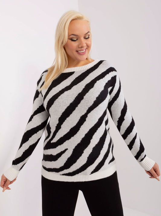 Biało-czarny casualowy plus size ze ściągaczami