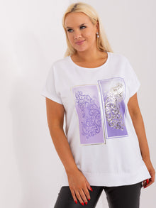 Biało-fioletowa bluzka plus size z rozcięciami