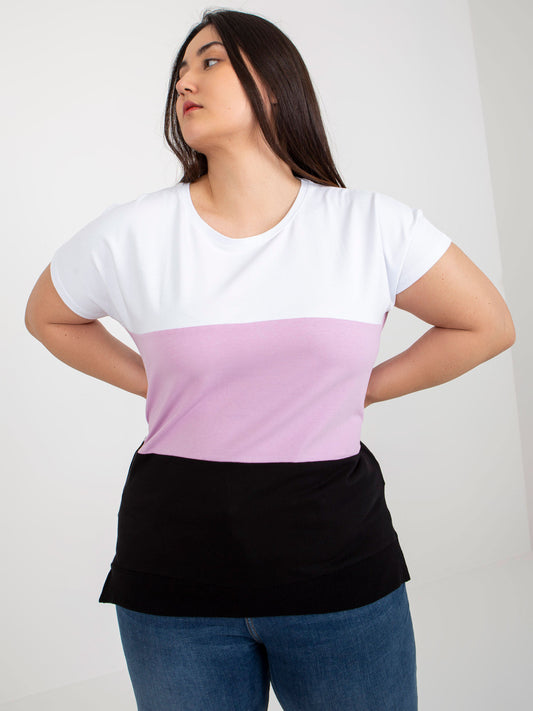 Biało-fioletowa bluzka plus size bez zapięcia