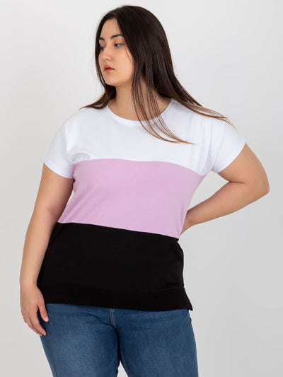 Biało-fioletowa bluzka plus size bez zapięcia