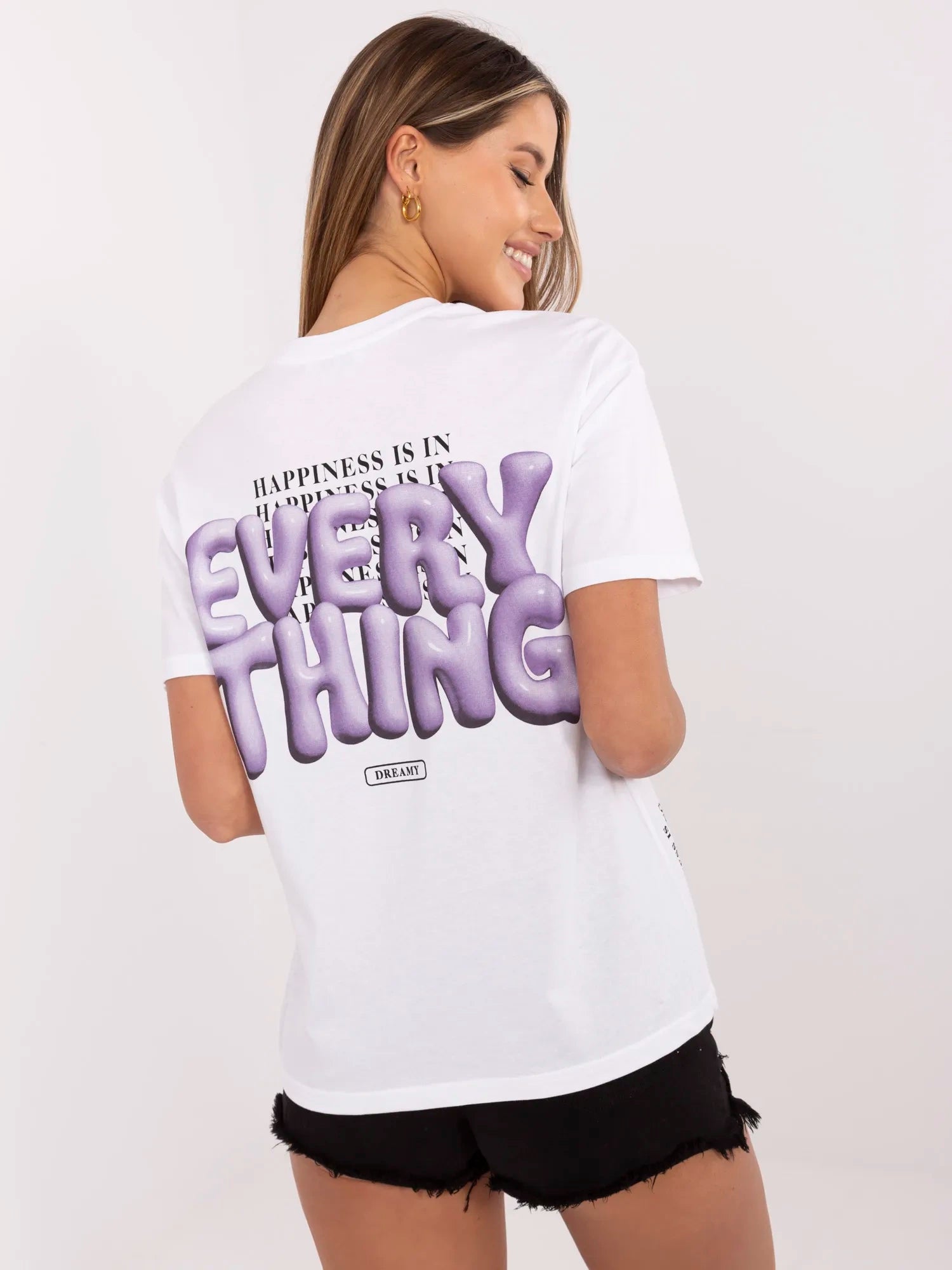 FRESH MADE Biało-fioletowy bawełniany t-shirt
