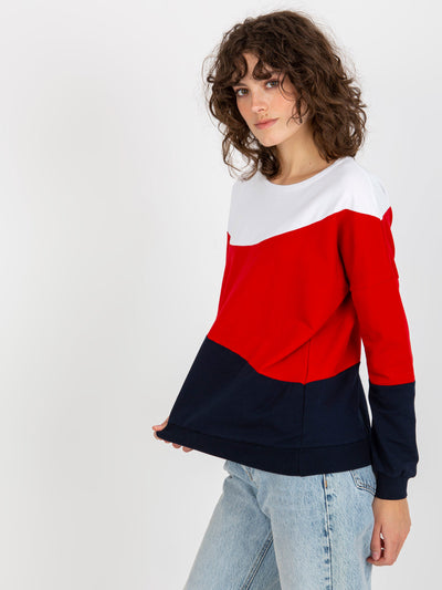 Biało-granatowa bawełniana bluza basic bez kaptura