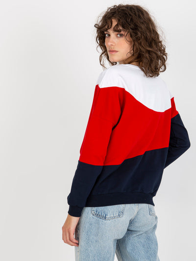 Biało-granatowa bawełniana bluza basic bez kaptura
