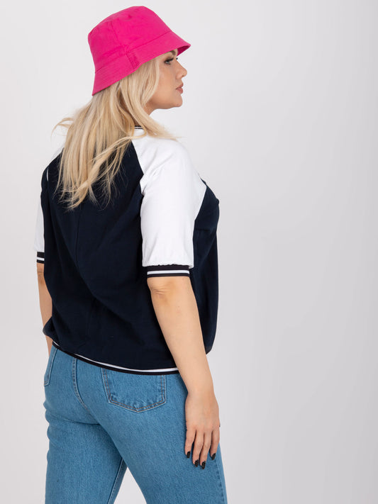 Biało-granatowa bluzka plus size z bawełny