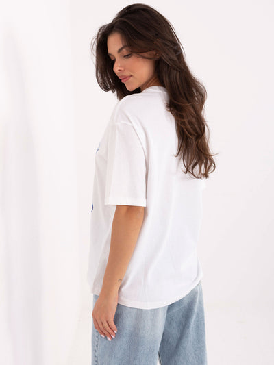 FRESH MADE Biało-jasnoniebieski t-shirt z bawełny