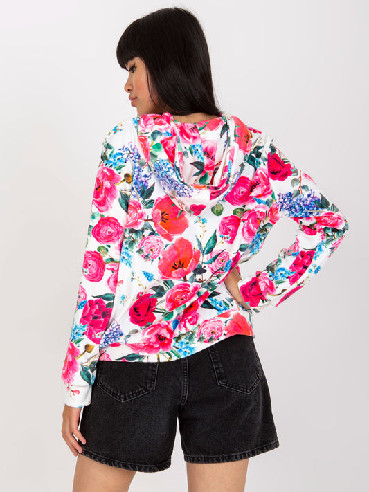 Biało-różowa welurowa bluza w kwiaty RUE PARIS