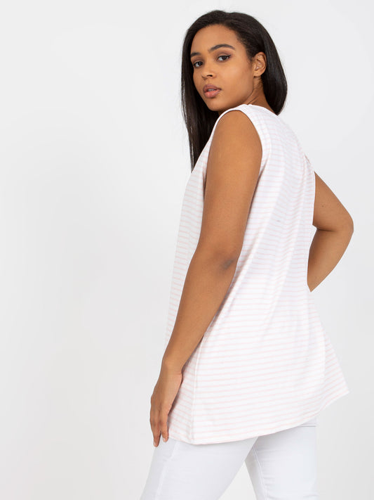 Biało-różowy top plus size bawełniany