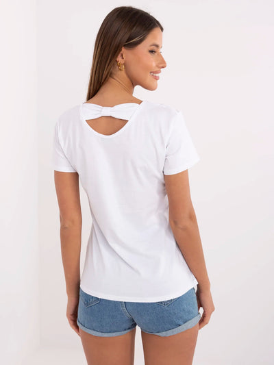 Biało-srebrny damski t-shirt z cekinami