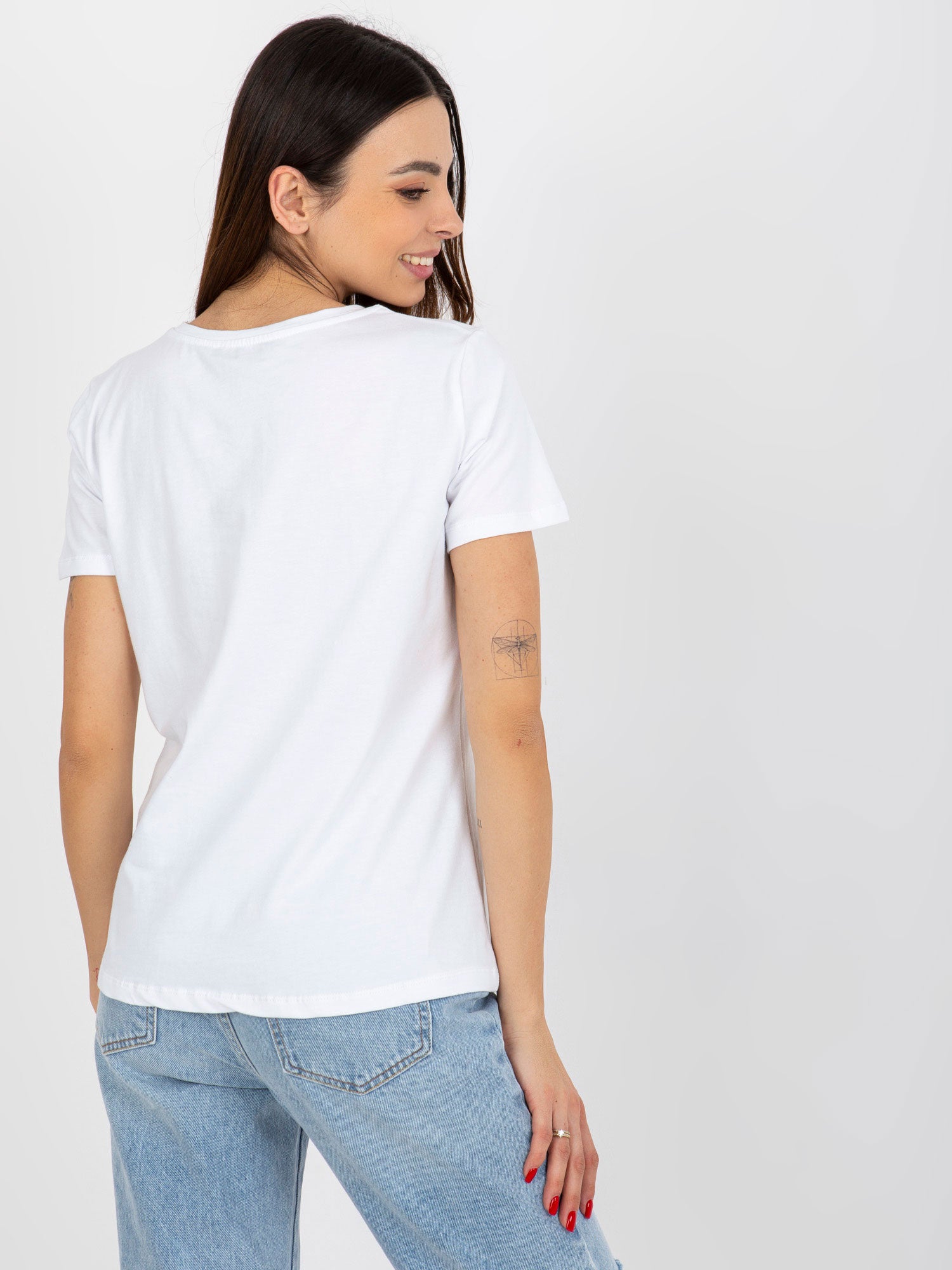 Biało-zielony t-shirt z nadrukiem gwiazdy BASIC FEEL GOOD
