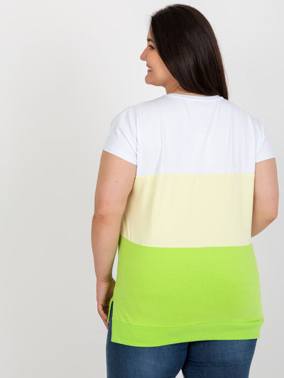 Biało-żółta bawełniana bluzka plus size