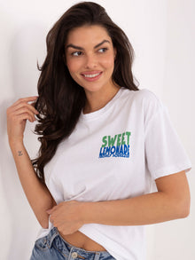 SUBLEVEL Biało-żółty t-shirt z nadrukiem cytryn