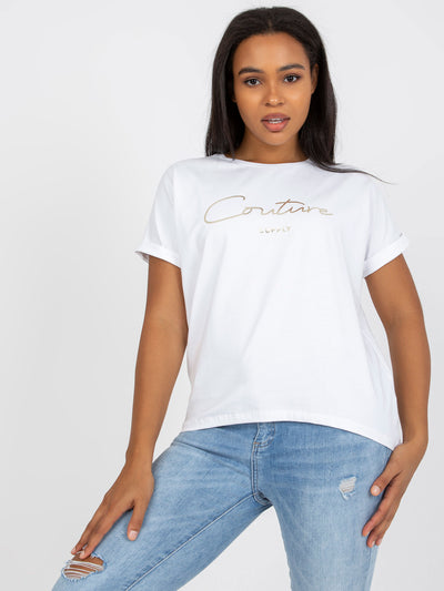 Biały t-shirt plus size z okrągłym dekoltem