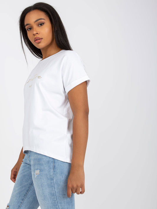 Biały t-shirt plus size z okrągłym dekoltem