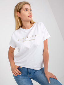Biały bawełniany t-shirt plus size z nadrukiem