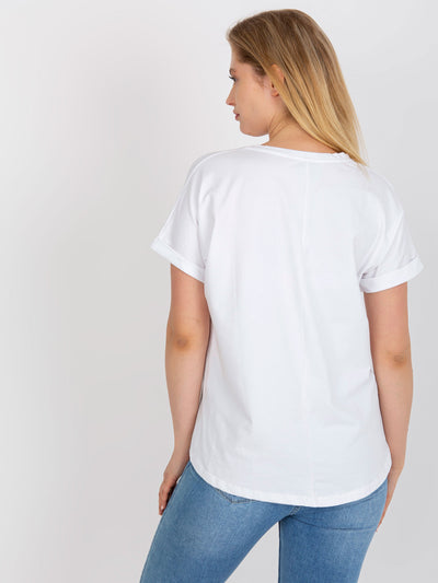 Biały bawełniany t-shirt plus size z nadrukiem