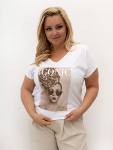 Biały damski t-shirt plus size z napisem