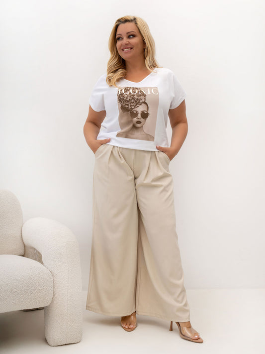 Biały damski t-shirt plus size z napisem